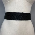 Deadstock Beaded Belt Vintage Women Black Structured Wide Hook and Loop Fancy Photo 0