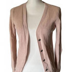 CAbi  Light Pink Ribbed Knit Cardigan with Lace-Up Back Detail Photo 0