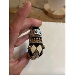 Vintage Silver & Enamel Panther Bangle Bracelet Black Photo 3