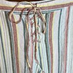 Cato Linen Lace Front Stripe Pant High Rise Waist Wide Leg Trouser Y2K Pockets Beach Photo 1