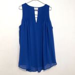Torrid 2 Plus Size Pleated Chiffon Tank Top Blue Sleeveless Keyhole Cutout Back Photo 13