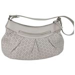 Brighton White Leather Laser Cut Floral Medallion Heart Charm Hobo Shoulder Bag Photo 12