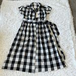 Amy Kuschel Women’s Buffalo plaid wrap dress black/white size Small Photo 1