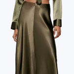 ZARA  SATIN EFFECT VERSATILE A-LINE OLIVE GREEN MAXI DRESS(SIZE SMALL) Photo 0