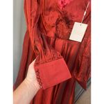 Mac Duggal Blouson Dress Women's 18 Red Sheer Long Sleeve Surplice Ball Gown B4 Photo 4