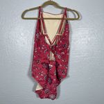 Beach Betty Women XL Rust Red Floral One Piece Swimsuit Crossback Straps Lined Photo 3