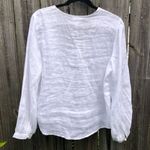 Cynthia Rowley  White Linen Long Puff Sleeve Pearl Button Blouse S Photo 7