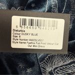 Disturbia Faefire Foil Print Velour Cut Out Mini Dress Dusky Blue Mushroom Print Size 4 Photo 13
