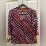 Ruby Rd NWT . Stripe 3/4 Sleeve Blouse Photo 1