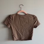 Aritzia brown taupe short sleeve babaton contour crop top Photo 1