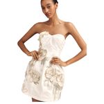 Anthropologie By  Strapless Floral Applique Mini Dress Sweetheart Cream Medium Photo 3