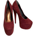 Topshop Vintage  Burgundy Suede Platform Pumps 7” heels Size‎ 8 Photo 0