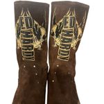 Ed Hardy VTG  Montana Brown Suede Boots Y2K Eagle Studded Mid Calf  Embroidered Photo 6