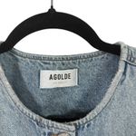 AGOLDE  Leo Denim Vest Frayed Crop Trucker Sleeveless Button Down Womens Large Photo 3