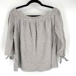 Lucky Brand  Women’s Off Shoulder Striped Gauzy Peasant Top Medium Black White‎ Photo 1