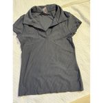 Calla Black Ribbed Collared Short Sleeve Top – Size S Photo 2