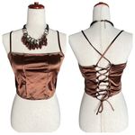 Divided  by H&M Women's Brown Satin Corset Top Photo 1