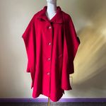Vintage Dennis Basso Red Wool Cashmere Coat Hooded Faux Fur Trim Scarf Small Photo 1