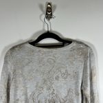 Lucky Brand Mosaic Paisley Print Pullover Sweater Size Small Chiffon Hem Gray Photo 7