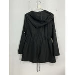 Womans Parka In A Pocket Small Black Hooded Packable Windbreaker Photo 1