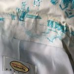 Talbots White 100% Cotton Jacket Turquoise Toile Print Button Blazer top Sz 6 P Photo 9