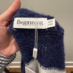 Beginning Boutique NWT  Thaddeus Blue And White Striped Knit Cardigan Photo 3