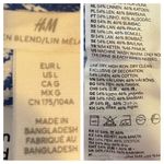 H&M New Dress Long Sleeve Split Neck Tie Waist Blue White Women’s Size Large Photo 9