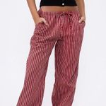 Motel NWT Lirura Casual Trouser In Maroon Stripe Photo 0