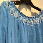 Sunny Leigh Size M Tunic Blue with White embroidery Photo 6