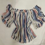 Ocean Drive Sleeveless Blue, Pink And White Striped Top Photo 0