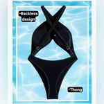 Kaei&Shi One Piece Swimsuit Women Cut Out Criss Cross Thong Monokini Black M Size M Photo 5