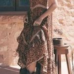 Boutique Saphari Tan/Black Leopard Print Boho Tie Waist Maxi Dress Photo 2