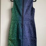 Elie Tahari New Dress Neon Green & Steel Blue Sheath Dress Sz 8 Photo 5