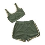Madewell MWL by - Terry Towel Curved Hem Shorts & Crop Top in Green Photo 0