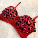 Red & Pink Cheetah Leopard Animal Print Lace Trim Wireless Bra Size 36C Photo 5