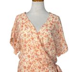 All in Favor Simone Floral Wrap Front Minidress in Multi Animal Peach Women XL Photo 3