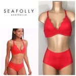 Seafolly New.  red petal edge high rise bikini. USA SIZE 8DD/6-bottom Photo 1