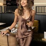 ZARA  dress midi maxi satin wedding lingerie chocolate brown party cocktail Photo 0