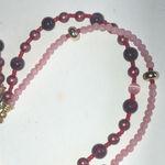 Gold Tone Pink & Maroon Beads Moonglow Beaded Boho Statement Necklace Photo 6