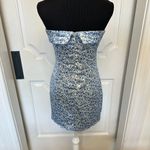 Altar'd State Altar’d State Floral Blue Strapless Dress Notch Slit Mini NWOT Photo 5