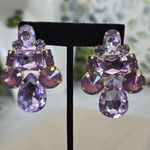 Chunky Statement Earrings Gold and Lavender Purple Color Photo 1