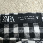 ZARA : Gingham Cropped Flare Trouser Black and White Photo 6