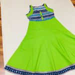 NWT Royal Blue and Lime Green Tribal Print Tunic Dress Indian Pakistani Summer Size M Photo 3
