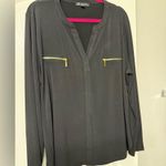 INC International Concepts Black Blouse with Gold Zipper Pockets Size XXL Photo 8