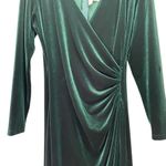 Fiesta Emerald Green Velvet Gown Size XL Long Sleeve Draped Wrap Maxi Dress VTG Photo 4