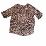 Mango MNG Suit Sheer Blouse Leopard 3/4 Slv Sz 6 Photo 5