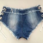 Womens Denim Booty Shorts, Sexy Mini Lace Up Thong Jeans Shorts, Clubwear, Party Photo 6