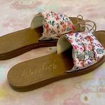 Blow Fish Malibu Sunrise slides, baby pink with roses & leather sole (NEW) 7.5 Photo 5