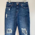 ZARA  High Rise Straight Distressed Raw Hem Jeans 4 Photo 1