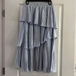Very J Light Blue Ruffle Midi Skirt Photo 2
